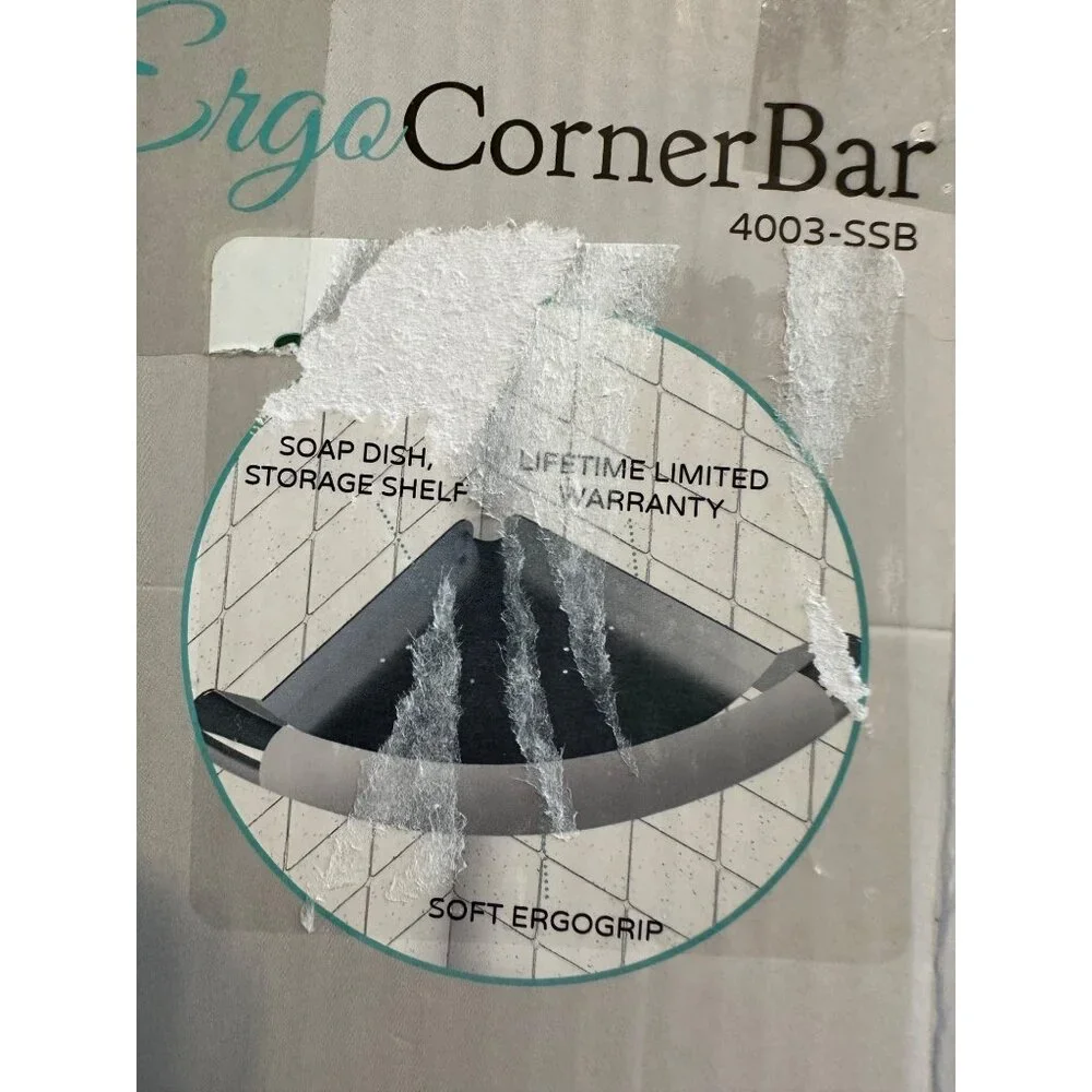 ErgoCornerBar with Ergonomic Soft Grip and Corner Shelf Stainless Steel